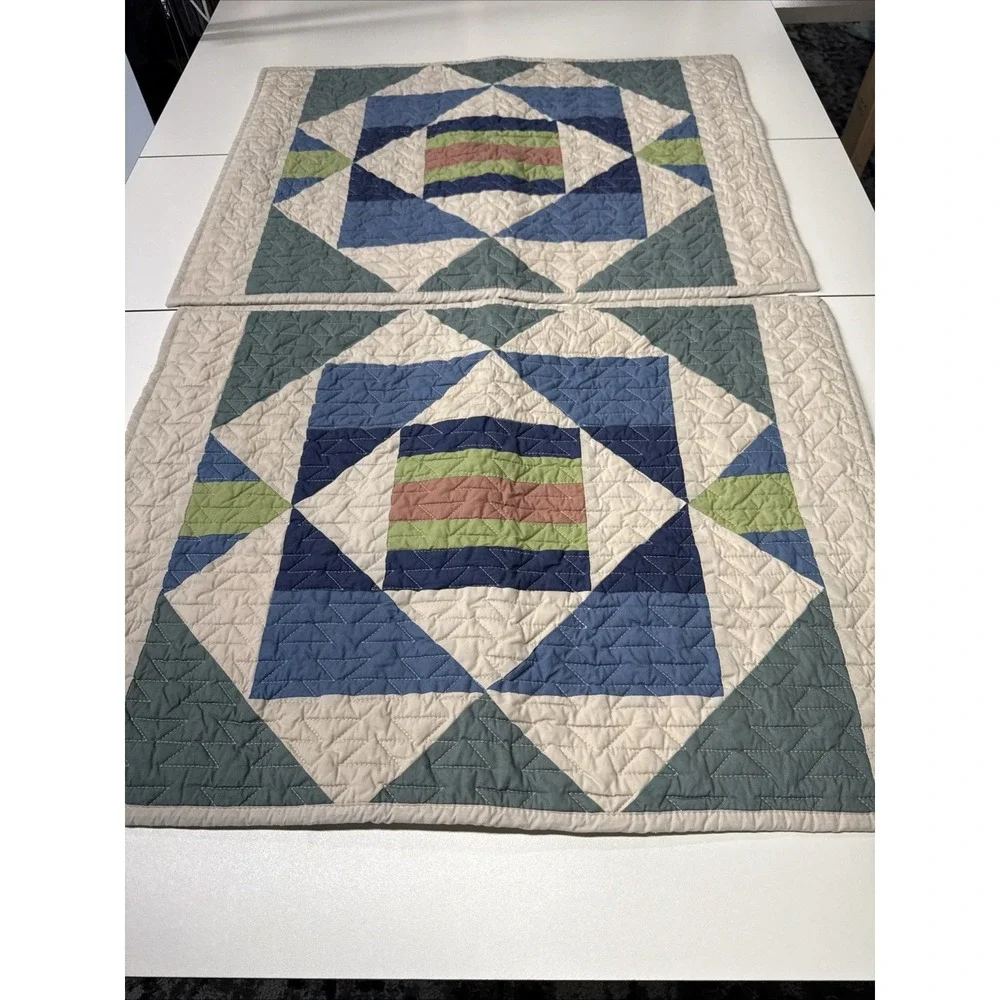 Pendleton Set (2) Opal Springs Pieced Quilt Pillow Shams Cotton 20x26
